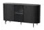 Wohnzimmer Komplett - Set J Annelin, 7-teilig, in Schwarz, 1 Kommode und 1 Vitrine mit LED-Beleuchtung, 1 Couchtisch, 1 Beistelltisch, 1 Kommode