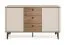 Kommode | Nuss/Kaschmir | 140 x 40 x 81 cm | Metallbeine | ABS-Kanten | 2 Türen | Push-to-open System | 3 Schubladen mit Soft Close System | 4 Fächer | Belladere 04