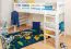 Kinderhochbett 90 x 200 cm | Massivholz: Buche | Weiß Lackiert | umbaubar in Einzelbett | Premium-Qualität | inkl. Rollrost Abbildung