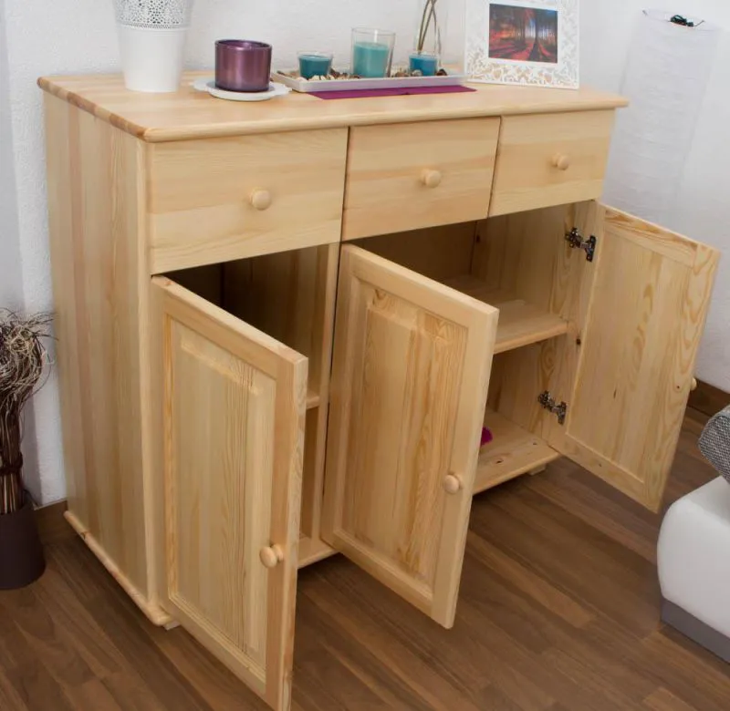 Sideboard, Kiefer massiv, Breite: 118 cm, Farbe: Natur Abbildung