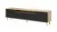 Moderner TV-Unterschrank Cienequillas 01, Farbe: Eiche Artisan / Schwarz, Push-to-open Funktion, Beine: Gold, Front: geriffelt, Maße: 54 x 200 x 40 cm