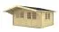 Gartenhaus aus nordischen Fichtenholz, 70 mm Blockbohlenhaus, Grundfläche: 17,86 m², Satteldach, Außenmaße: 470 x 380 cm, Fenster und Tür aus Isolierglas