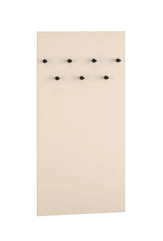 Breite Garderobe mit genügend Haken Petkula 19, Farbe: Beige hell, schlichtes Design, Haken: Schwarz, ABS-Kantenschutz, 7 Haken, für Vorraum