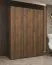 Kleiderschrank mit zwei Kleiderstangen | Farbe: Walnuss | 1,5 Meter breit | zwei Fächer | drei Türen | Soft-Close-Funktion | Griffe: Gold | für Schlafzimmer