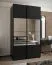 Kleiderschrank / Schiebetürenschrank | 245,5 x 130 x 64 cm | 6 Fächer | 2 Kleiderstangen | 2 Schiebetüren | Spiegel | Soft-Close | Farbe: Schwarz