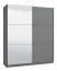 Kleiderschrank / Schiebetürenschrank mit einer Spiegeltür Kule 05, Farbe: Graphitgrau, eine Kleiderstange, sechs Fächer, Maße: 210 x 179 x 62,5 cm