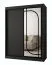Schiebetürenschrank / Kleiderschrank | Schwarz Matt | 150 x 62 x 200 cm | 2 Kleiderstangen | zuverlässiges Gleitsysteme | 5 Fächer | dekorativer Spiegel