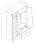 120 cm breiter Kleiderschrank mit 3 Türen, 6 Fächern und 2 Schubladen | Farbe: Eiche | Tiefe: 50 cm Abbildung