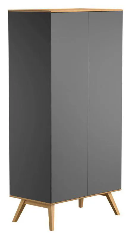 Babyzimmer - Kleiderschrank, Farbe: Grau / Eiche - Abmessungen: 208 x 100 x 58 cm (H x B x T) Abbildung
