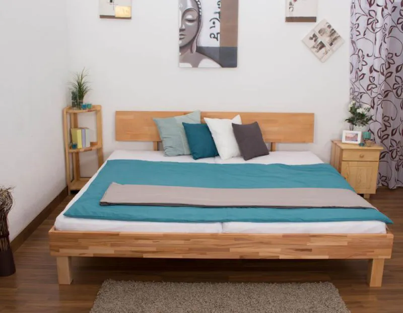 Kernbuche Massivholz Bettgestell 200 x 200 cm geölt Abbildung