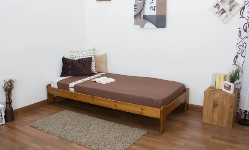 Massivholzbett Kiefer 90 x 200 cm Eiche Abbildung