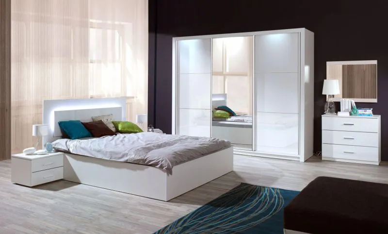 Easy Möbel Schlafzimmer Komplett - Set E Zagori, 6-teilig, Farbe: Alpinweiß / Weiß Hochglanz Abbildung