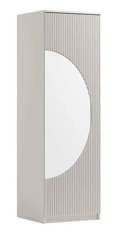 Moderner Kleiderschrank mit Spiegel, 200 x 61 x 60 cm, Vorzimmerschrank, in Kaschmir, Soft Close und Push-to-open System, 1 Kleiderstange, 2 Fächer
