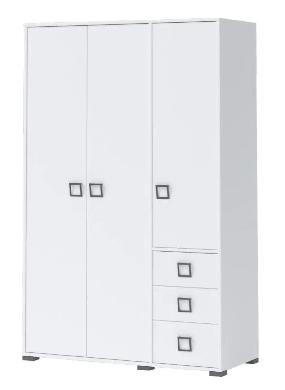 Drehtürenschrank / Kleiderschrank 14, Farbe: Weiß - Abmessungen: 198 x 126 x 56 cm (H x B x T)