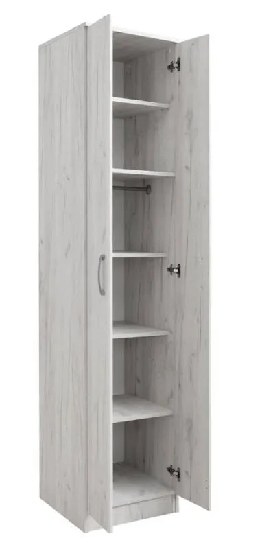Schmaler 50 cm breiter Kleiderschrank mit 2 Türen | Farbe: Weiß Abbildung