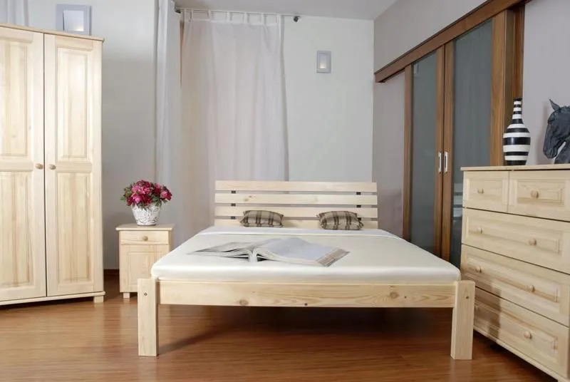 Bett Kiefer 160 x 200 cm Natur Abbildung