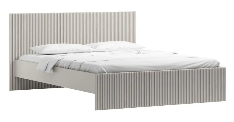Einzelbett in Kaschmir, Liegefläche 120 x 200 cm, Rillenmuster an Kopf- und Fußteil, inkl. Lattenrost, modernes Gästebett, sehr stabil und langlebig