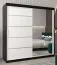 Schiebetürenschrank / Kleiderschrank Jan 05B mit Spiegel, Farbe: Schwarz / Weiß matt - Abmessungen: 200 x 200 x 62 cm ( H x B x T)
