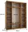 Schwarz-Weißer Schiebetürenschrank Tharo inklusive Anti Staubbürsten, 235,2 x 190 x 45 cm, viel Fächer, Schwarze Metallgriffe, auch für Wohnzimmer geeignet