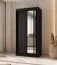 Kleiderschrank | Farbe: Schwarz Matt | 2 Kleiderstangen | 5 Fächer | Schiebetürenschrank | Zuverlässiges Gleitsysteme | 100 x 62 x 200 cm | dekorative Spiegeltür