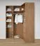 Offener Eckkleiderschrank | 11 Fächer | Farbe: Eiche Puccini | 1 Kleiderstange | 7 Holzeinlegeböden | Maße: 108,5 x 55 x 234 cm | 2 Wäschekörbe | Universelles Design