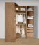 Offener Eckkleiderschrank | 4 Schubladen | 10 Fächer | Farbe: Eiche Puccini | 2 Kleiderstangen | 5 Holzeinlegeböden | Maße: 108,5 x 55 x 234 cm | für Schlafzimmer