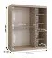 Schiebetürenschrank / Kleiderschrank | Kaschmir | 150 x 62 x 200 cm | 2 Kleiderstangen | zuverlässiges Gleitsysteme | 5 Fächer | dekorativer Spiegel