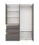 Kleiderschrank / Drehtürenschrank | 1 Spiegeltür | Farbe: Eiche Artisan / Graphitgrau | 155 x 52 x 208 cm | vier Fächer | drei Schubladen | eine Kleiderstange
