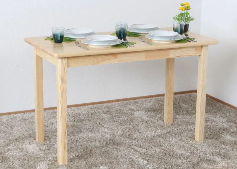 Tisch Kiefer massiv Vollholz natur Junco 227D (eckig) - 120 x 60 cm (B x T)