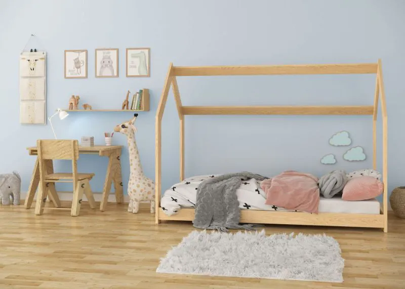 Kinderbett 80 x 160 cm | Massivholz: Kiefer | Natur Lackiert Abbildung