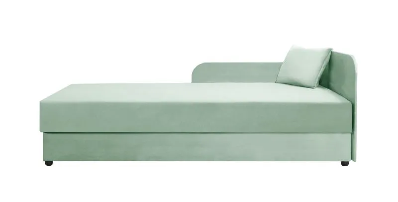 Tagesbett / Einzelbett inkl. Kissen Lobatos 108, Farbe: Minze, Liegefläche: 80 x 195 cm, genügend Stauraum, Bonellfederkernung, Kopfteil rechts