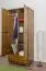 Schmaler Kleiderschrank | 2 Drehtüren | 1 Schublade | 4 Fächer | mit Kleiderstange | 80 cm breit | Massivholz | Farbe: Eiche Abbildung