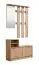 Garderobe mit Schuhschrank Banevo 01, Farbe: Eiche Artisan, Spiegel, sechs Haken, Maße: 191,5 x 100 x 29 cm, eine Ablagefläche, ABS-Kantenschutz