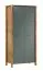 Kleiderschrank Braianik 28, Eiche Wotan / Grün, 200 x 90 x 53 cm mit 1 Kleiderstange, 2 Türen, 2 Einlegeböden, 2 Fächer, Füße: 36 mm dick, ABS