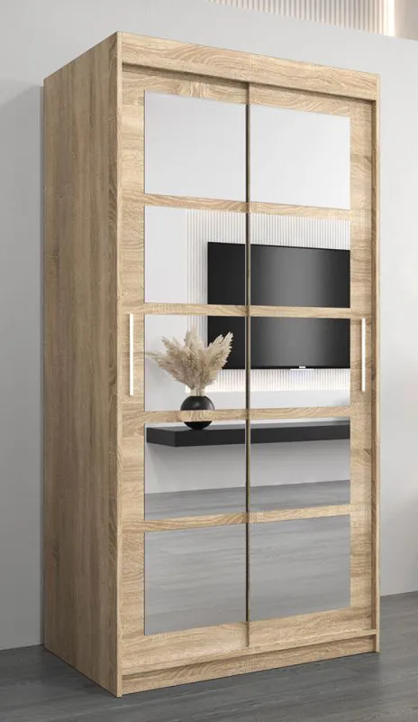 1 Meter breiter Kleiderschrank mit 2 Türen | Farbe: Sonoma Eiche Abbildung