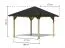 Quadratischer Pavillon SET inkl. schwarzen Schindeln, Farbe: Natur KDI, Grundfläche 7.3 m²