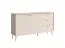 Sideboard / Kommode mit drei Schubladen Egaleo 02, Farbe: Beige, zwei Türen, zwei Fächer, Griffe & Beine: Metall, Maße: 89 x 156 x 40,5 cm, ABS-Kanten