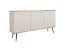 Sideboard mit Push-to-open Funktion Horsham 57, Farbe: Beige, drei Holzeinlegeböden, modernes Design, ABS-Kantenschutz, sechs Fächer, Beine: Schwarz