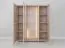 Vitrine | Farbe: Eiche gebleicht | Massivholz | Eichenholz geölt | Travertin Stein | inkl. LED-Beleuchtung | Rückwand: HDF | 120 x 41 x 140 cm