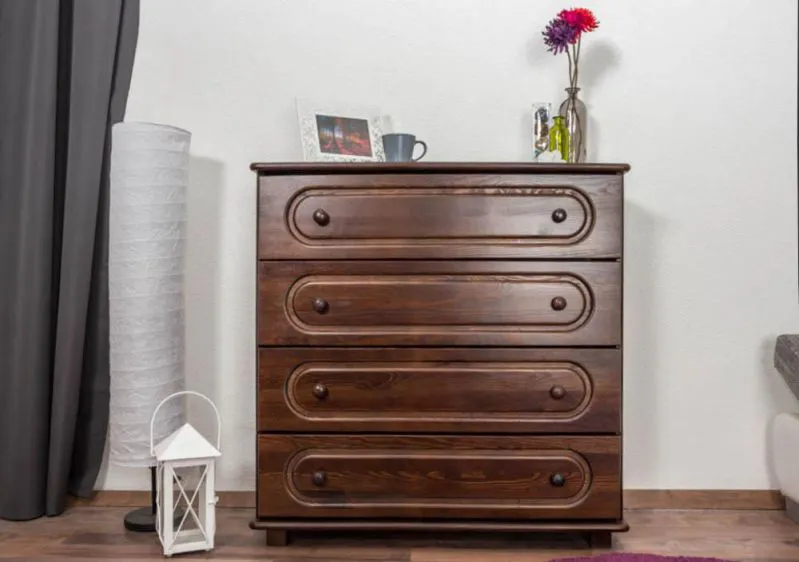 Sideboard mit 4 Schubladen, Farbe: Nuss, Breite: 100 cm - Küchenschrank, Anrichte, Sideboard Abbildung
