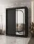 Schiebetürenschrank / Kleiderschrank | Schwarz Matt | 150 x 62 x 200 cm | 2 Kleiderstangen | zuverlässiges Gleitsysteme | 5 Fächer | dekorativer Spiegel