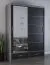 Kleiderschrank / Schiebetürenschrank 1,5 Meter breit | Lusatian 12 | Schwarz / Grau | mit Spiegel | 6 Fächer | 2 Schubladen | 2 Türen | 218 x 150 x 61