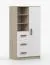 Bücherregal 80 cm breit| Weiß / Sonoma Eiche | Smolikas 30 | 3 Schubladen | 159 x 80 x 40 cm | 7 Fächer | violette Holzgriffe | Kinder | Jugend