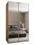 Kleiderschrank / Schiebetürenschrank | 2 Kleiderstangen | 245,5 x 140 x 64 cm | 2 Schiebetüren | Soft-Close | Spiegel | Farbe: Eiche Artisan | 6 Fächer