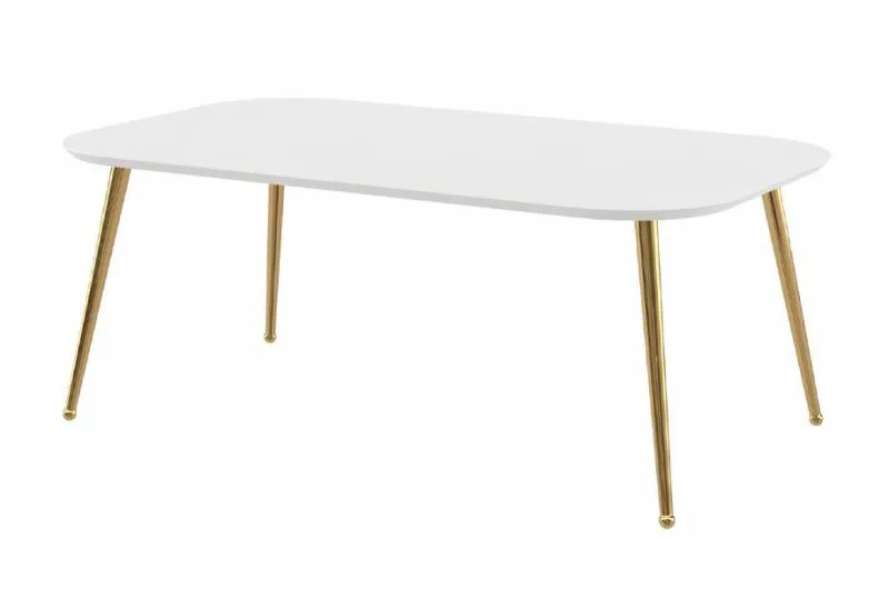 Couchtisch | Weiß matt | 110 x 65 x 42 cm | Palauli 06 | Metallbeine in Gold | Lackierung mit UV-Softmattlack | Beistelltisch