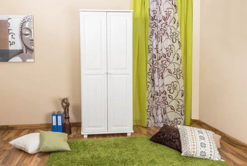 Kiefer-Schrank A-Qualität Massivholz, Farbe: Weiß 190x80x60 cm Abbildung