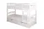 Stockbett für Erwachsene "Easy Premium Line" K19/n inkl. 2 Schubladen und 2 Abdeckblenden, Kopf- und Fußteil mit Löchern, Buche Vollholz massiv Weiß - 90 x 200 cm (B x L), teilbar