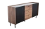 Kommode Mairenke 05, Farbe: Walnuss / Schwarz matt - Abmessungen: 79 x 150 x 40 cm (H x B x T)