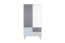 Jugendzimmer - Drehtürenschrank / Kleiderschrank Syrina 04, Farbe: Weiß / Grau / Blau - Abmessungen: 202 x 104 x 55 cm (H x B x T)