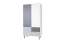 Jugendzimmer - Drehtürenschrank / Kleiderschrank Syrina 04, Farbe: Weiß / Grau / Blau - Abmessungen: 202 x 104 x 55 cm (H x B x T)